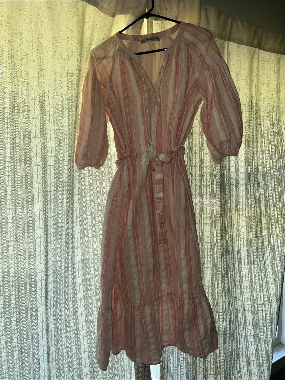Target Pink and White Striped Tie-Waist Midi Dress
